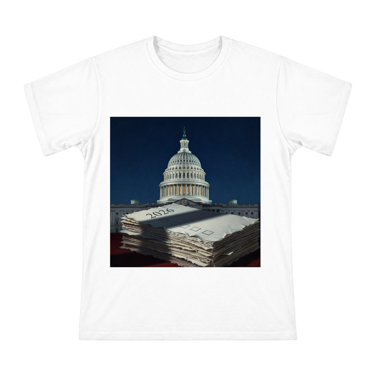 2026 Election Outlook: Capitol Hill and Ballot Men's Premium Cotton T-Shirt front [ai-pod:37be0bdbd7d37b6335b8d3f10d56720b]