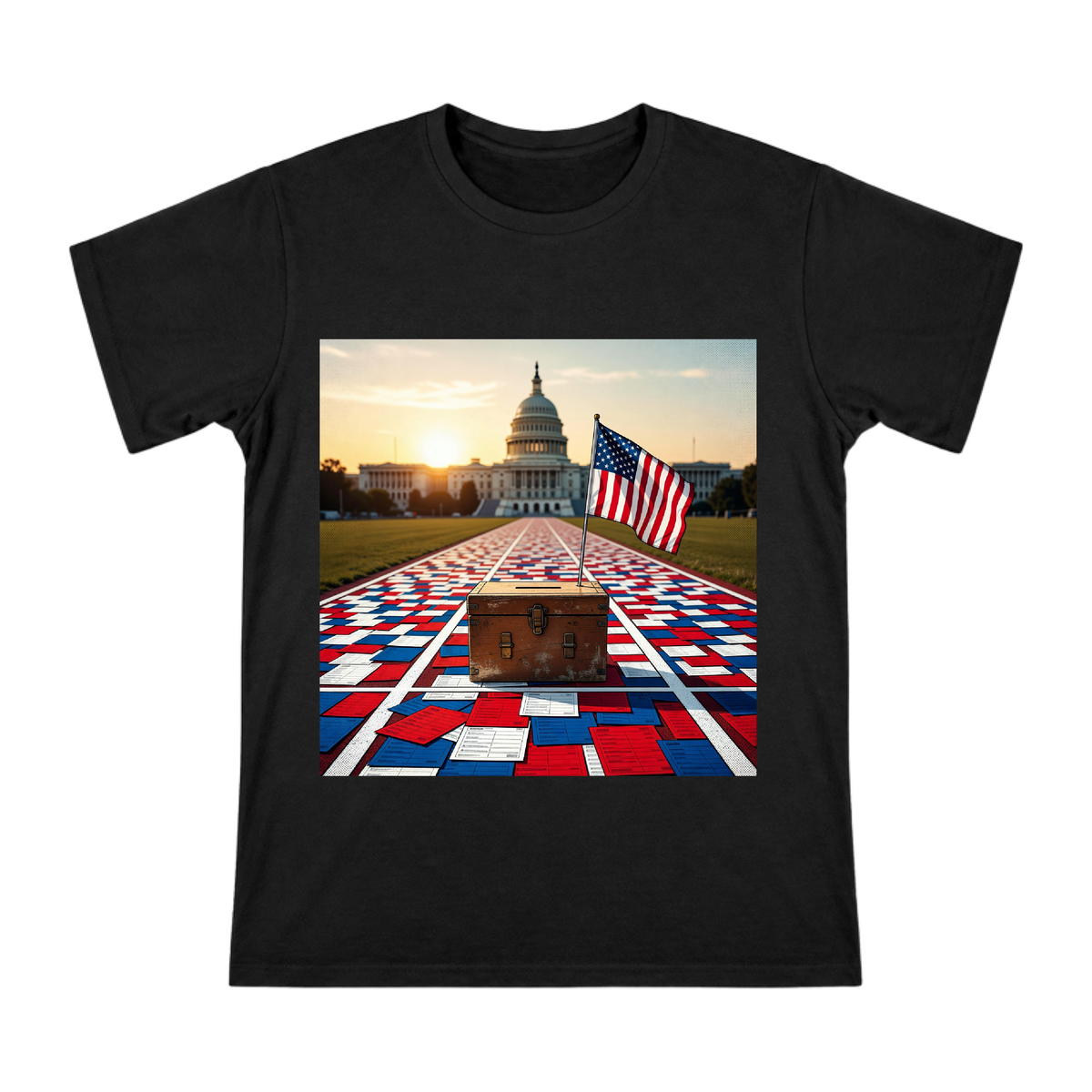 Vintage Wooden Crate and American Flag Illustration Men's Short Sleeve T-Shirt front [ai-pod:ec0faa7ceb8b20f6121adb2b810693d6]