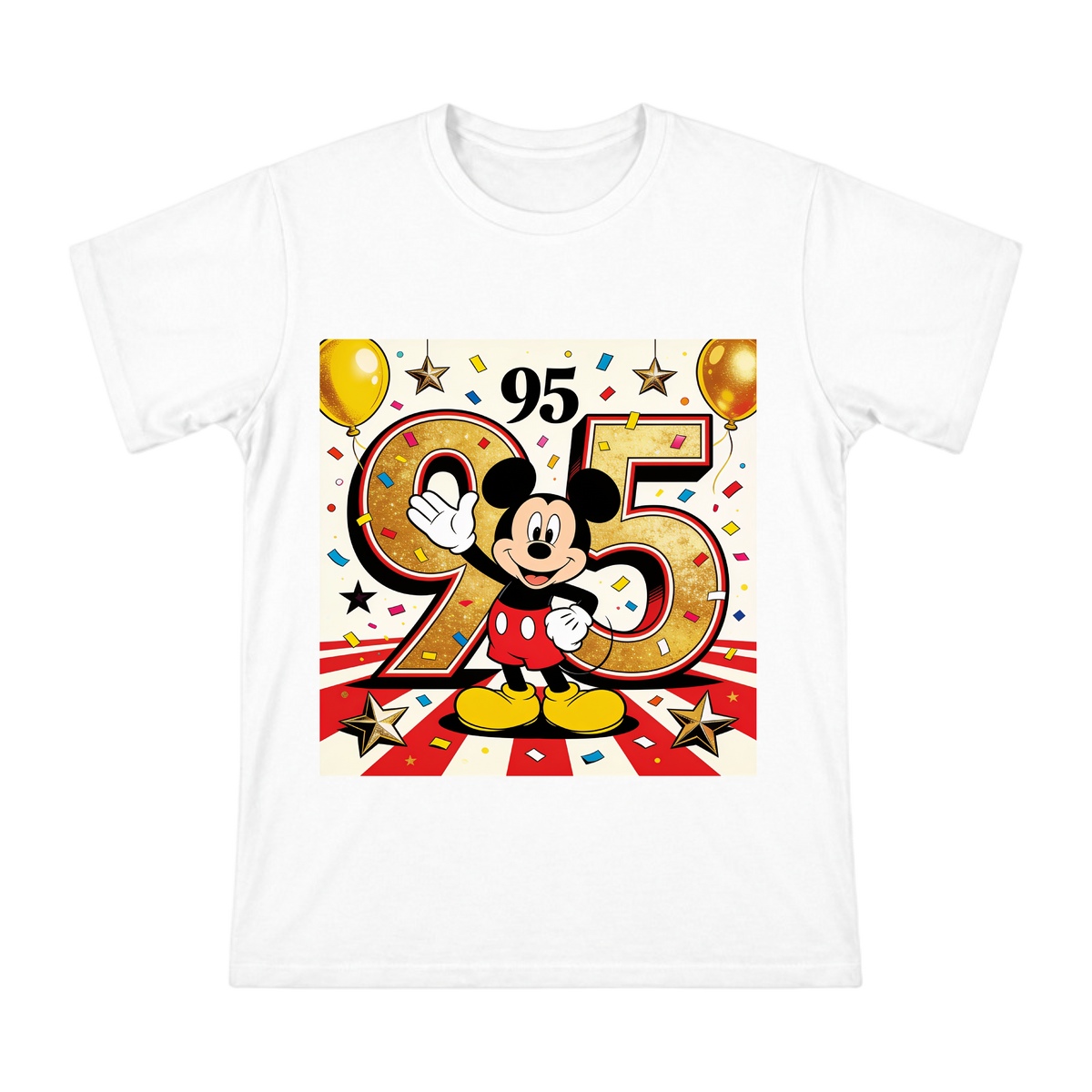 Mickey Mouse 95th Anniversary Retro Gold Number Print Men's Cotton T-Shirt front [ai-pod:0d15da1059ed375d2f14c25d5ce601cd]