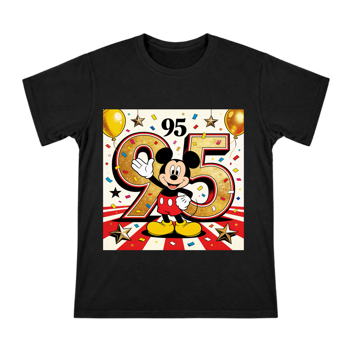 Mickey Mouse 95th Anniversary Retro Gold Number Print Men's Cotton T-Shirt front [ai-pod:7c193ab140bfe519127458bad17d2496]