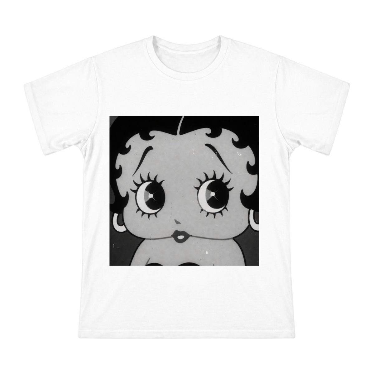 Vintage Betty Boop Close-Up Print on Men's Heavyweight Cotton T-Shirt front [ai-pod:8157387fe977bf2664f64c1303bfe81f]
