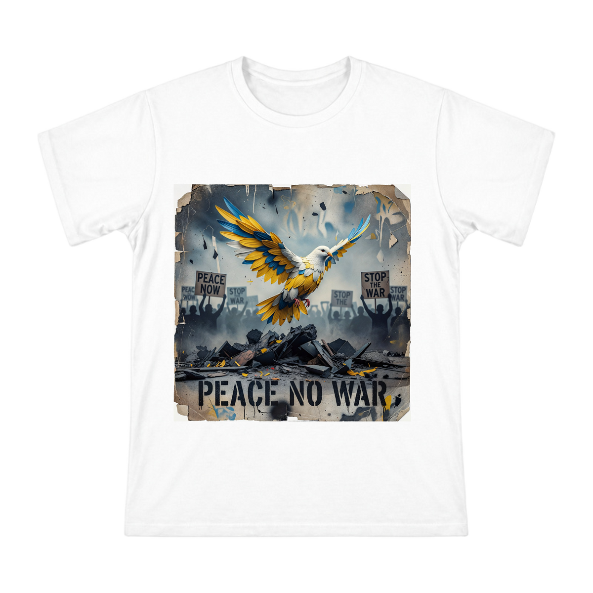 Golden Blue Soaring Bird Digital Art Men's Custom T-Shirt front [ai-pod:bde379b3b8cb3e322d7f4231bff684a8]