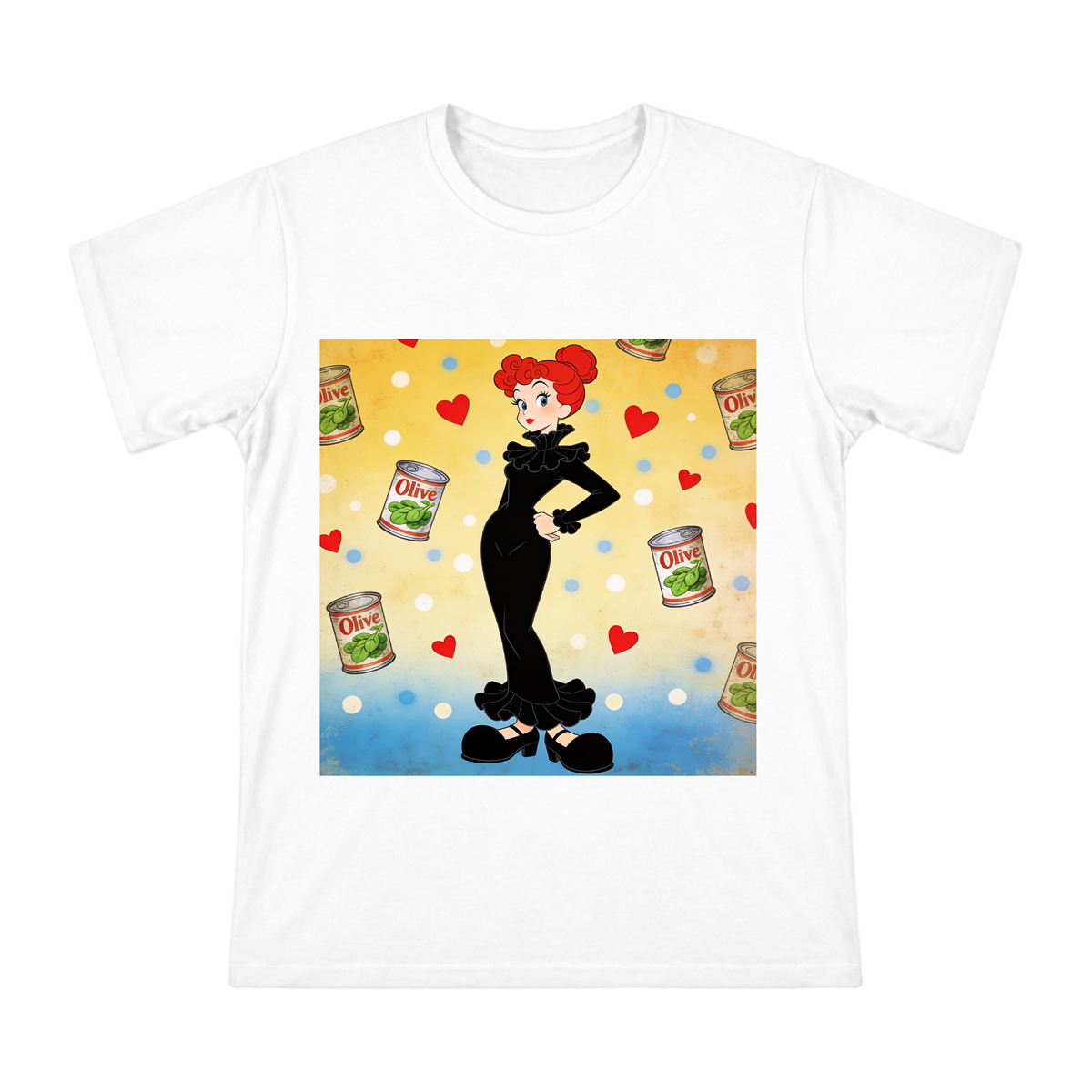 Vintage Olive Oyl Comic Art Men's Custom T-Shirt front [ai-pod:d224eea64caa2f1c6d1d2f6f80b7a540]