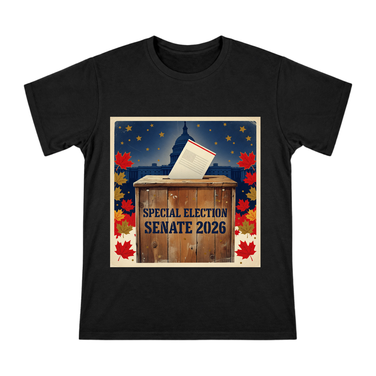 2026 Senate Special Election Vintage Voting Box Graphic Men's Short Sleeve T-Shirt front [ai-pod:f330258fc074c562e0c773ca876a82b9]
