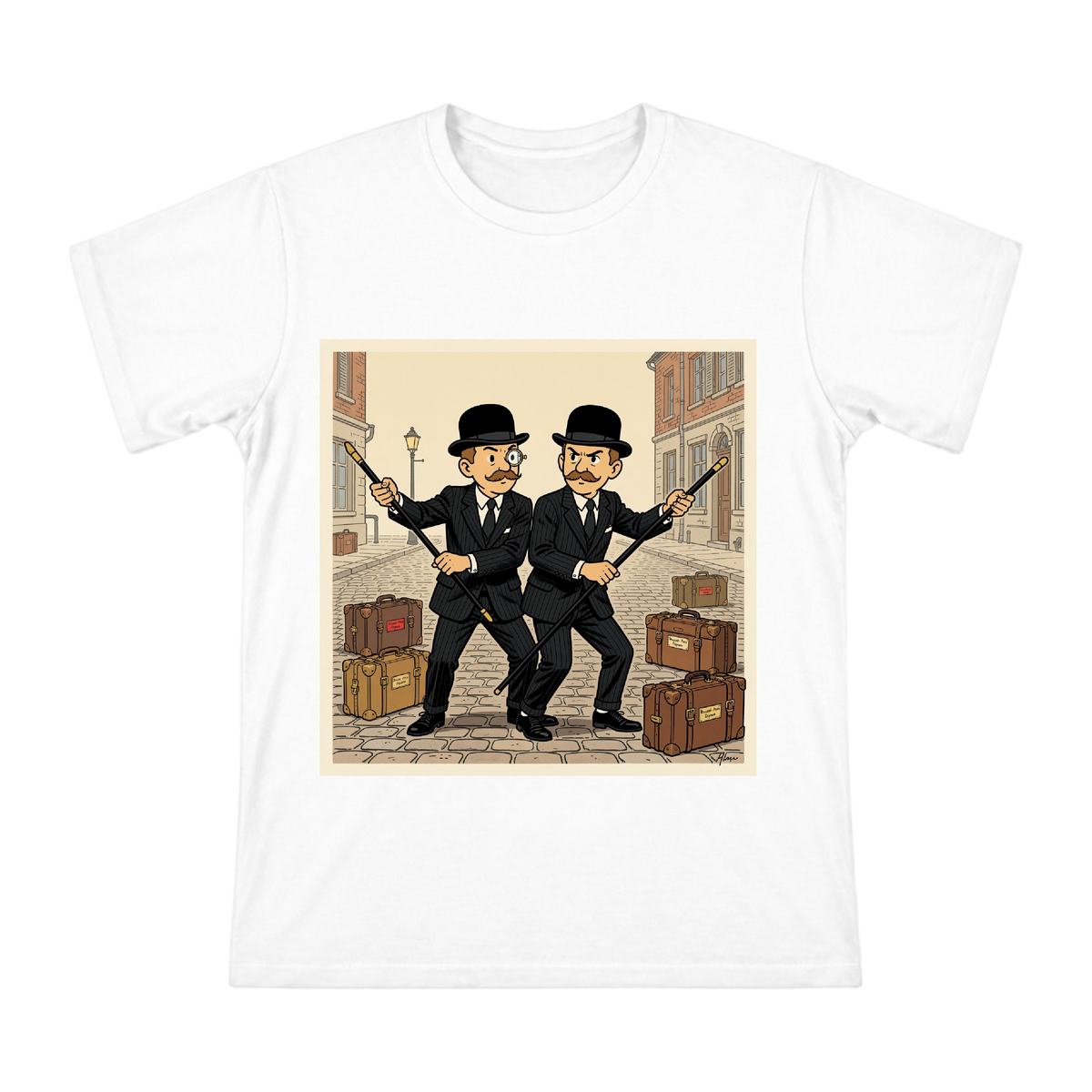 Thomson and Thompson Detective Illustration Men's Short Sleeve T-Shirt front [ai-pod:17b5b7de9141b22f12955ed858af9c13]
