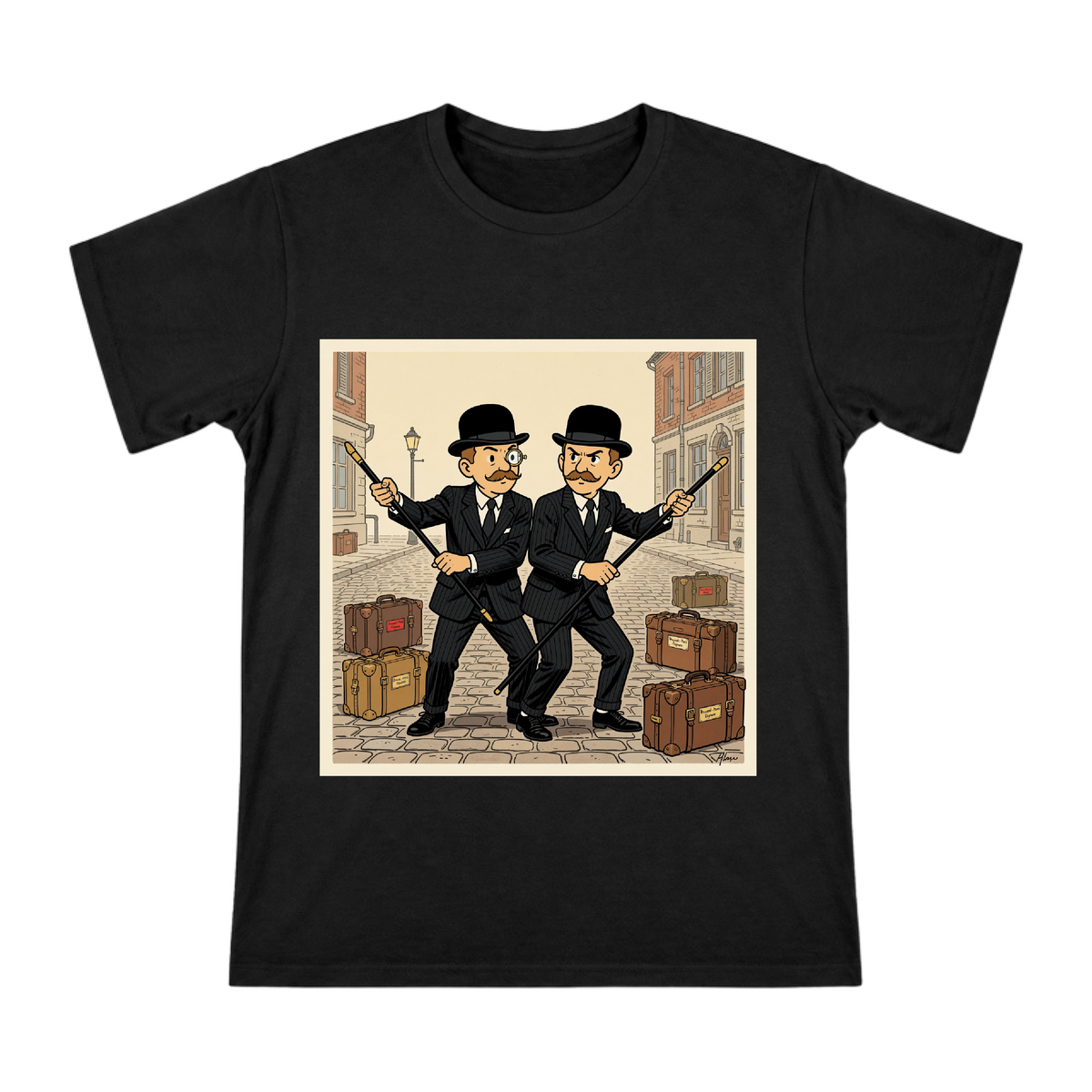 Thomson and Thompson Detective Illustration Men's Short Sleeve T-Shirt front [ai-pod:840807f1d5c29038141f340c9405c730]