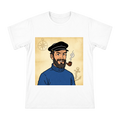 Retro Comic Captain with Pipe, Men's Custom Cotton T-Shirt front [ai-pod:f09bf9a91808e45c3447fe68e105d4d7]