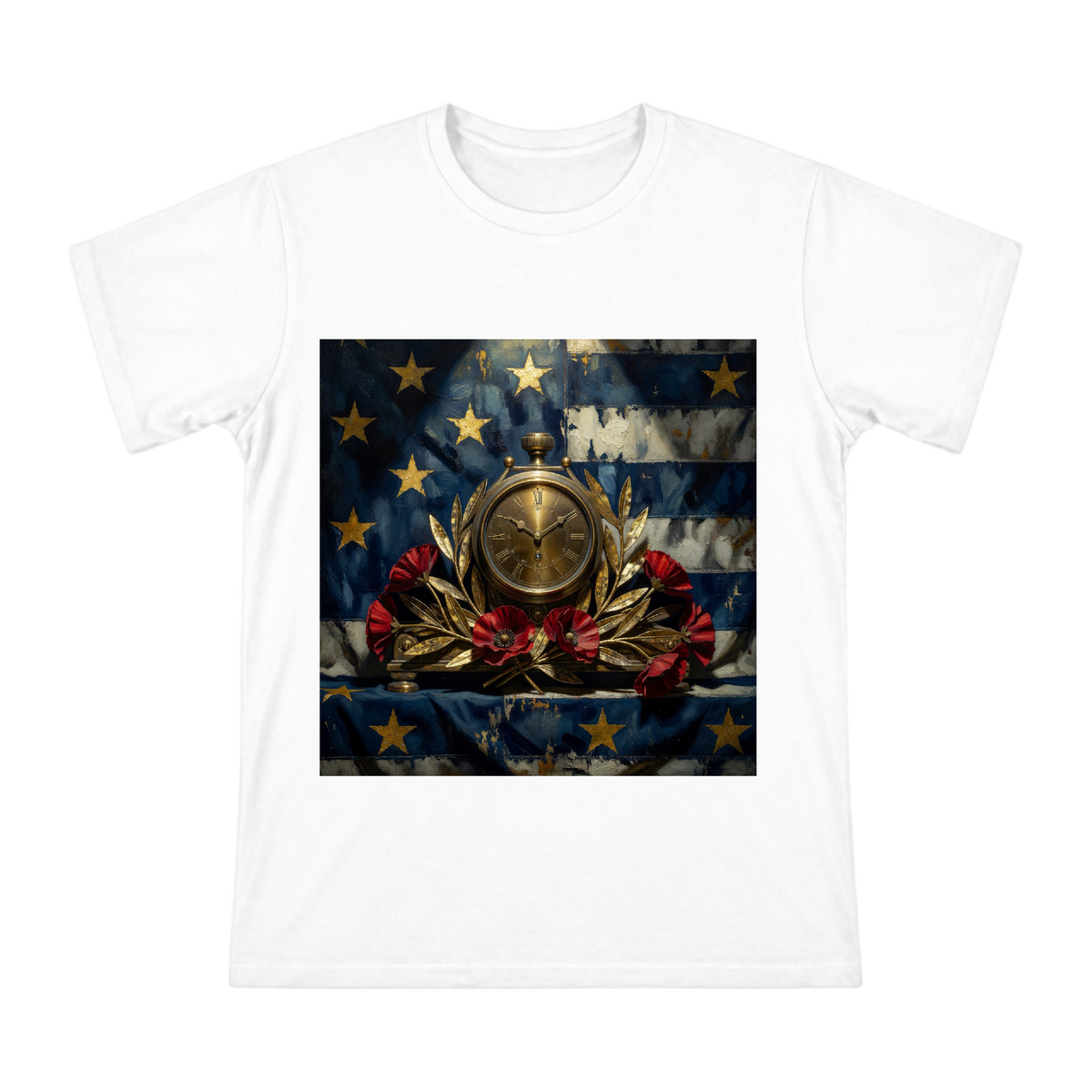 Vintage Brass Clock and Red Poppies Men's Short Sleeve T-Shirt front [ai-pod:766231e6c225c7b56eca01817d322ba0]
