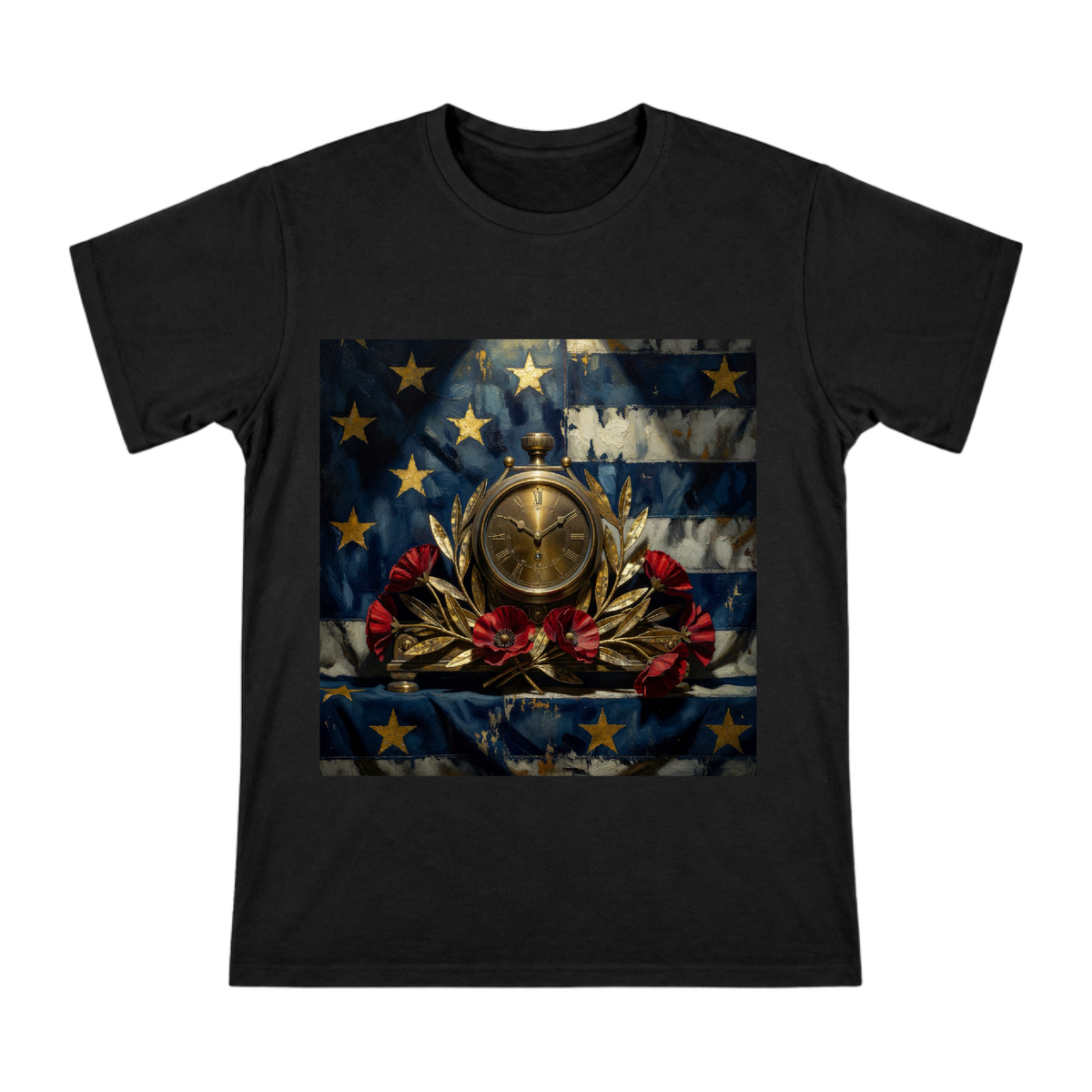Vintage Brass Clock and Red Poppies Men's Short Sleeve T-Shirt front [ai-pod:e95cd88a21275a2dd4940e5e020047d5]