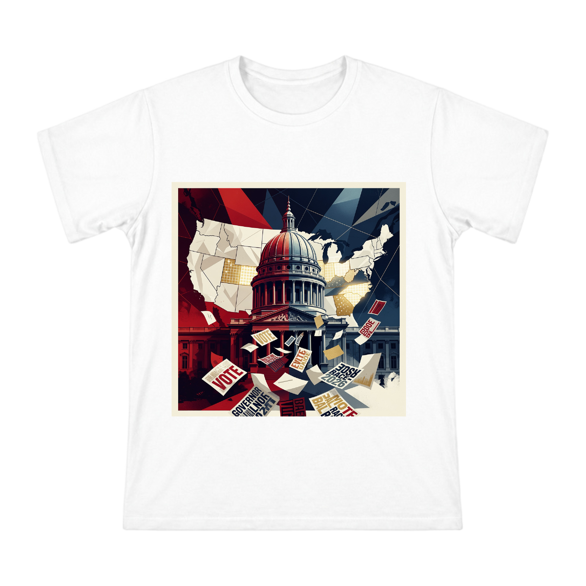 2026 US Midterm Elections Governor Campaign Red Blue Capitol Dome T-Shirt front [ai-pod:d47faf64a72187b384d072832fd9ef58]