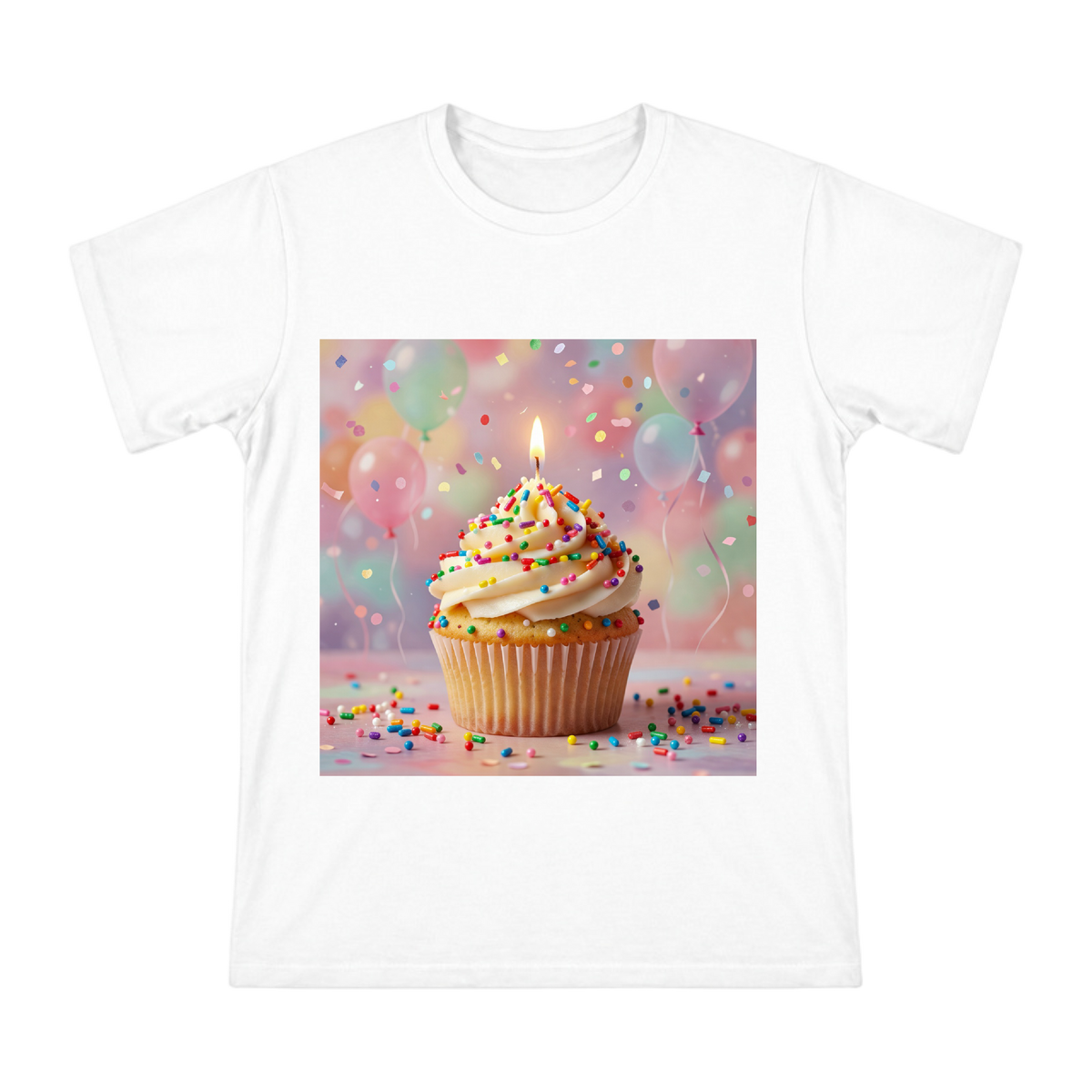 Colorful Sprinkles Birthday Cupcake Men's Short Sleeve T-Shirt front [ai-pod:f1138243d99b9f8157cd99f2357e2a17]