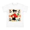 Confident Spinach-Can-Holding Girl in Retro American Comic Style T-Shirt front [ai-pod:f7421a188a7f4f7b78c74171e4eee794]
