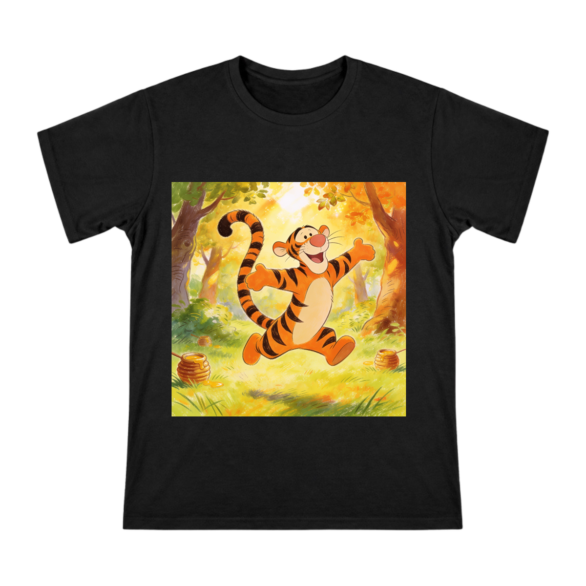 Classic Tigger Bouncing Pose Men's Short Sleeve Cotton T-Shirt front [ai-pod:ceef2674e9933b094a1973eb1179936e]