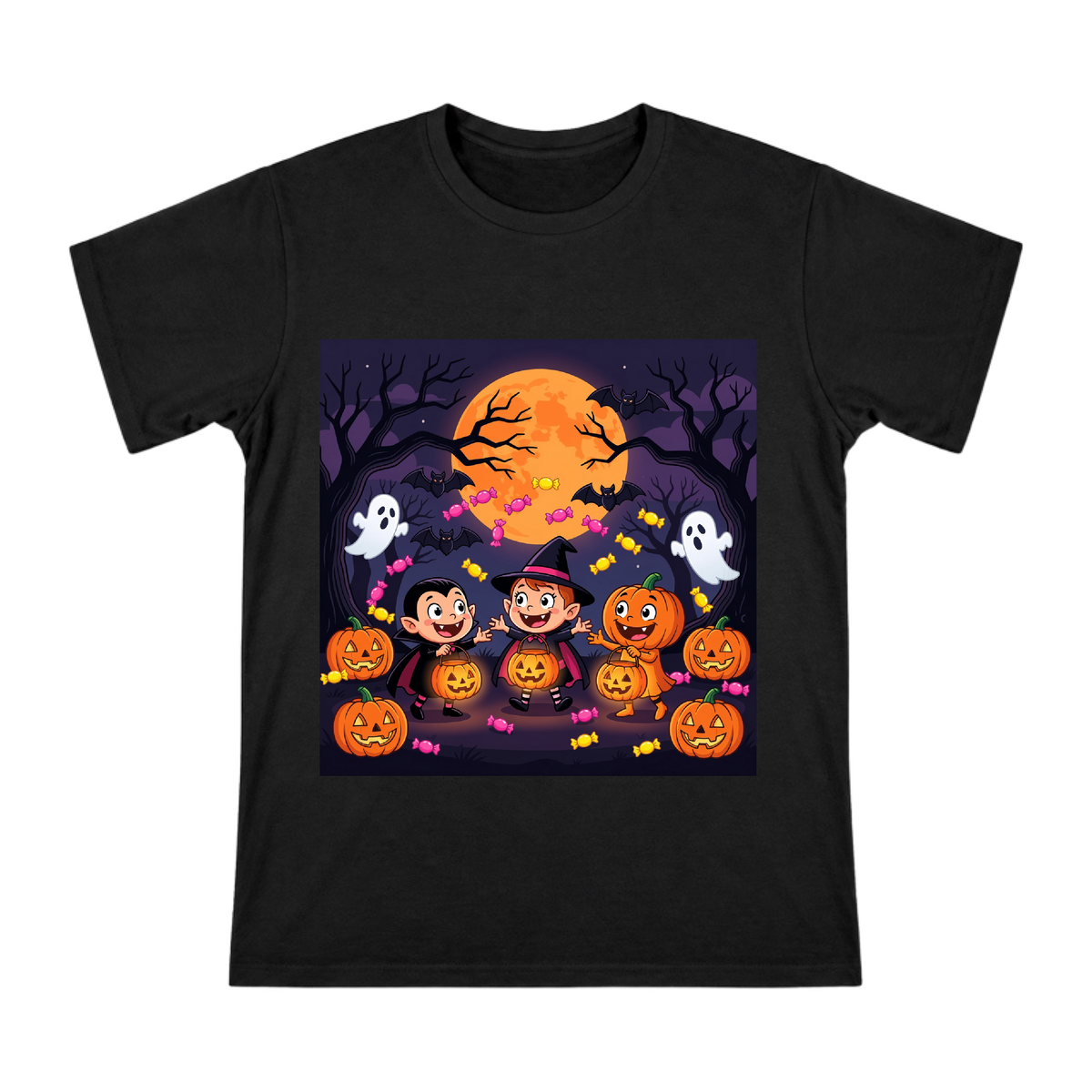 Retro Halloween Monsters Trick-or-Treat Party Men's Cotton T-Shirt front [ai-pod:ef282344fb7575a7fbf00be24bc790f4]