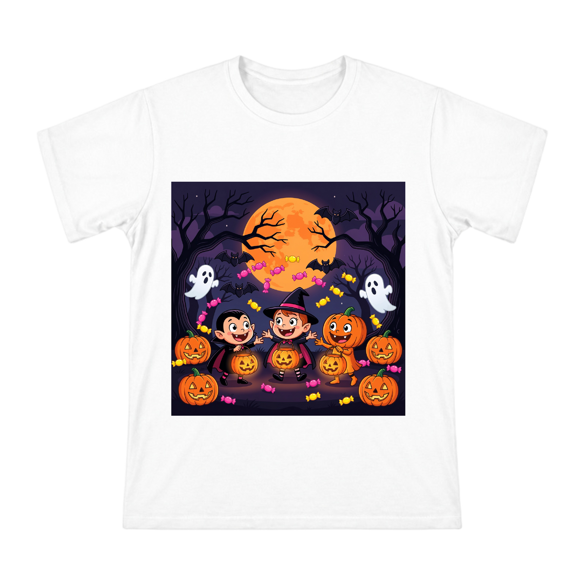 Retro Halloween Monsters Trick-or-Treat Party Men's Cotton T-Shirt front [ai-pod:2fbf1f4ddc07a73b5631d8ead19936bb]
