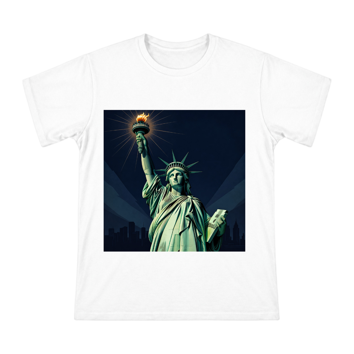 Statue of Liberty Torch Bearer Men's Custom Short Sleeve T-Shirt front [ai-pod:45b792aea9aaadee73a451ab4931996b]