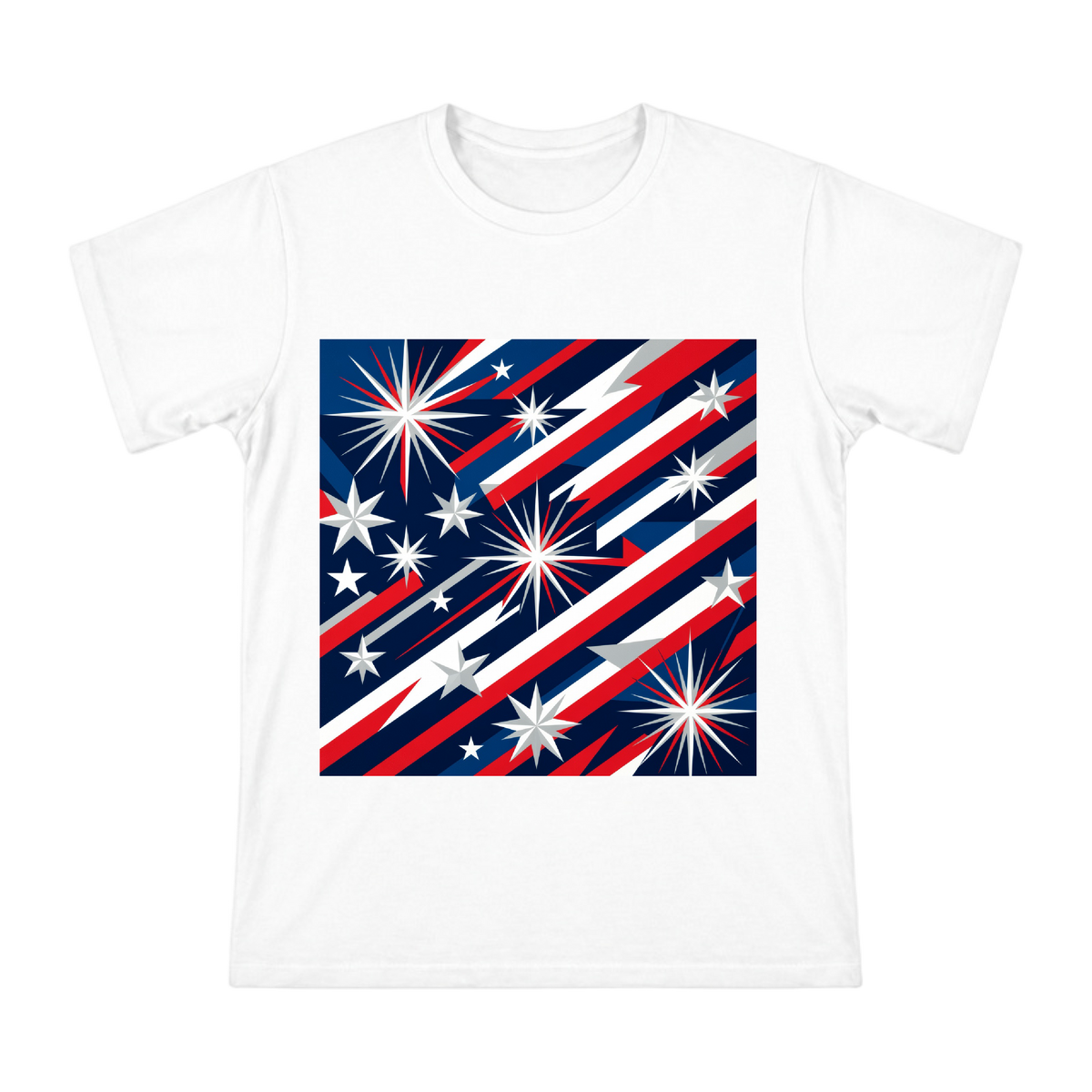 Geometric Starburst and Dynamic Stripe Deconstruction Print Men's Short Sleeve T-Shirt front [ai-pod:69a7e01a008a31a7fa28737acd9c0aad]