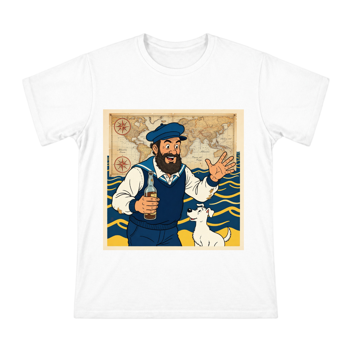 Retro Nautical Captain Illustration Men's Cotton T-Shirt front [ai-pod:9179cc36e5a35f004d0ac6ecc1237f4e]