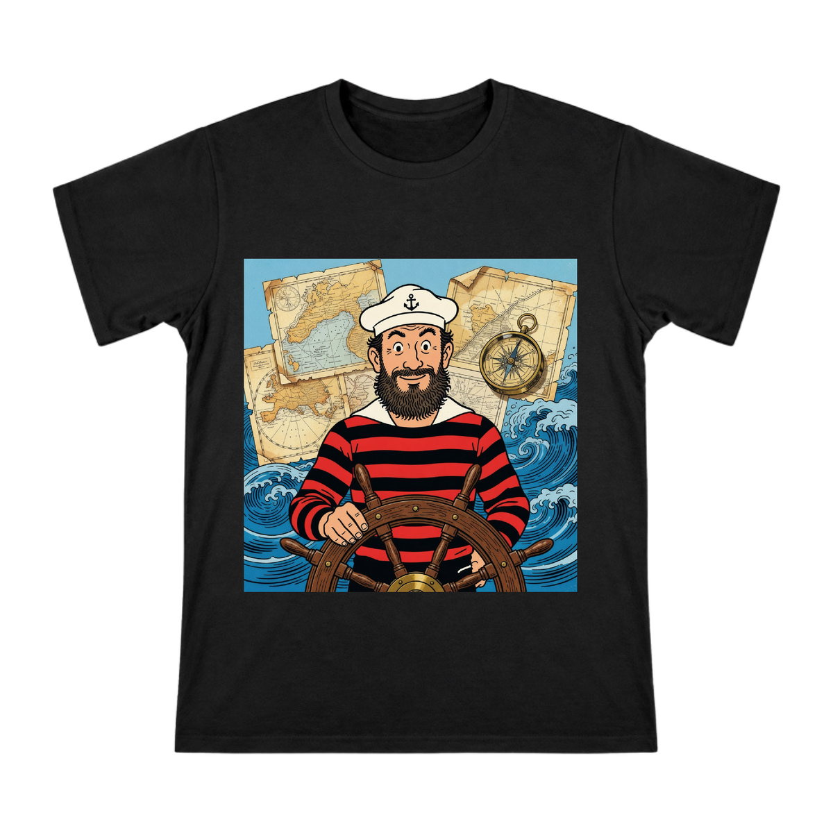 Retro Comic Captain Portrait T-Shirt front [ai-pod:ee8887ccb8ee0a5326ee4640498ea482]