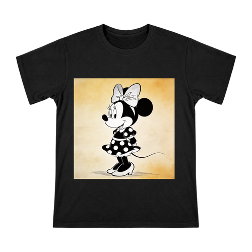 Retro Black-and-White Minnie Mouse Illustration T-Shirt front [ai-pod:2459ca6d5ab9e4b9d480d269d4518f70]