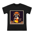 Halloween Raccoon with Pumpkin Head and Giant Candy Corn Men's T-Shirt front [ai-pod:92c01217a2fd58450a31e5ae672785d1]