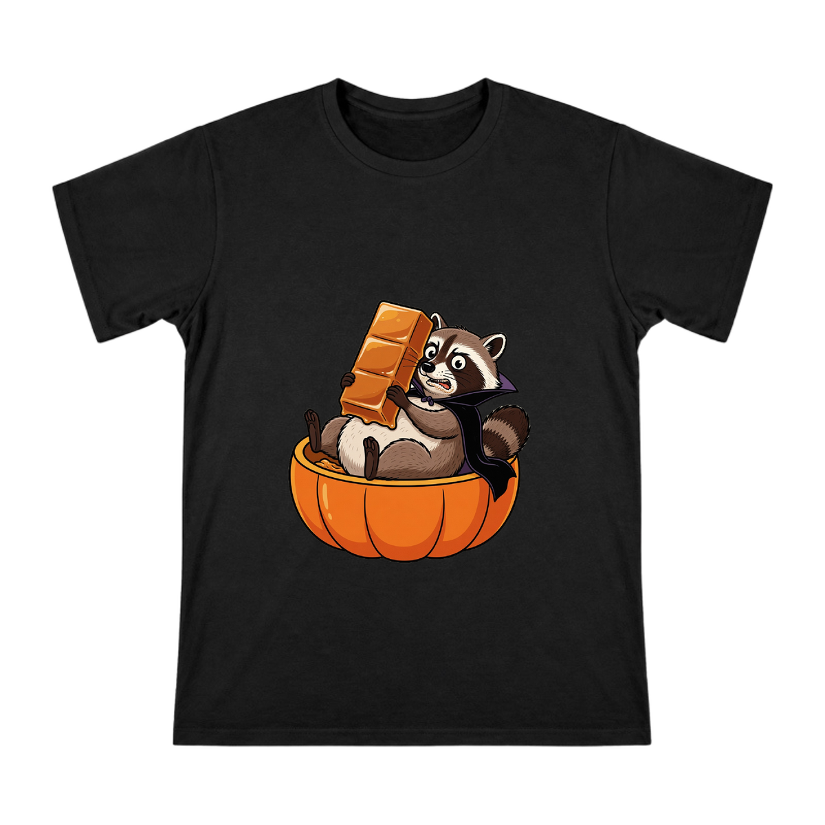 Vampire Raccoon in Pumpkin Bowl Custom Men's T-Shirt front [ai-pod:ed08182c73a40227d598cfe8d17b1c49]