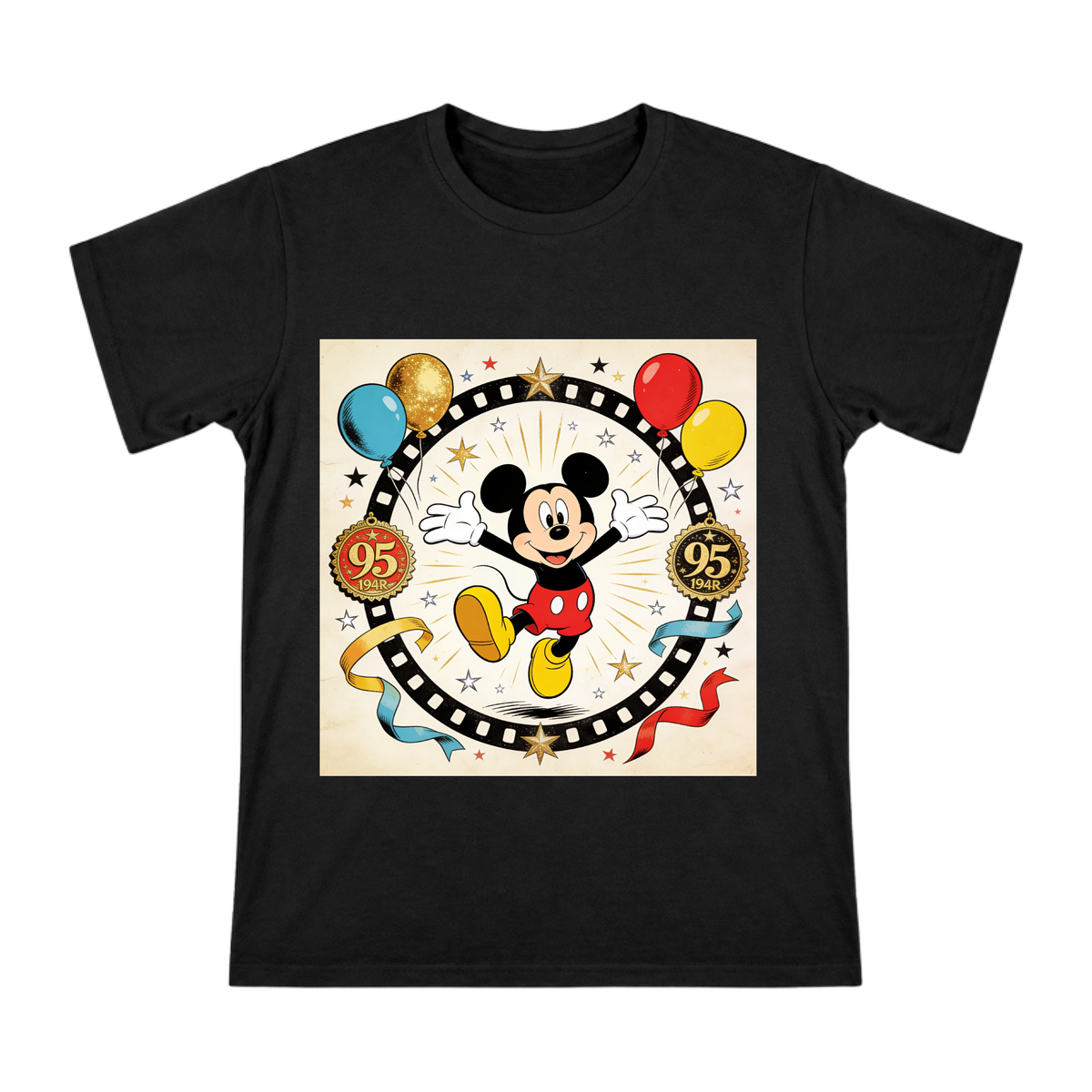 Mickey Mouse 95th Anniversary Retro Film Celebration Men's Short Sleeve T-Shirt front [ai-pod:9a4b6ff41e34bb40c136223ebb748c4e]