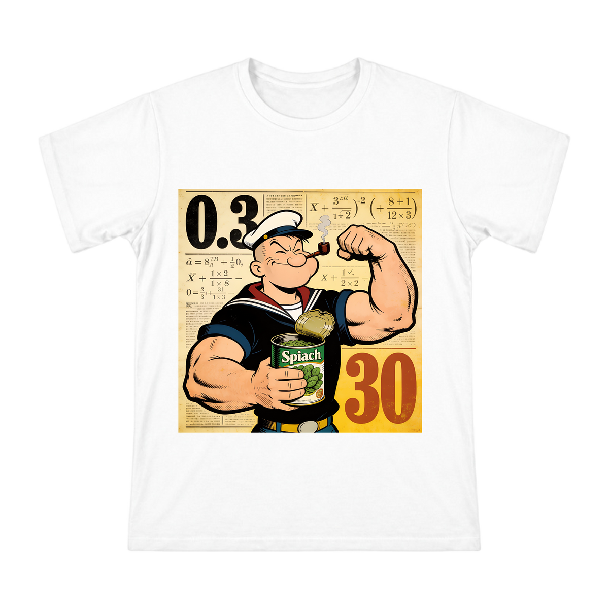Vintage American Comic Sailor Flexing Muscle Graphic Men's Cotton T-Shirt front [ai-pod:1a15f3976f363f9380335c57684e5f93]