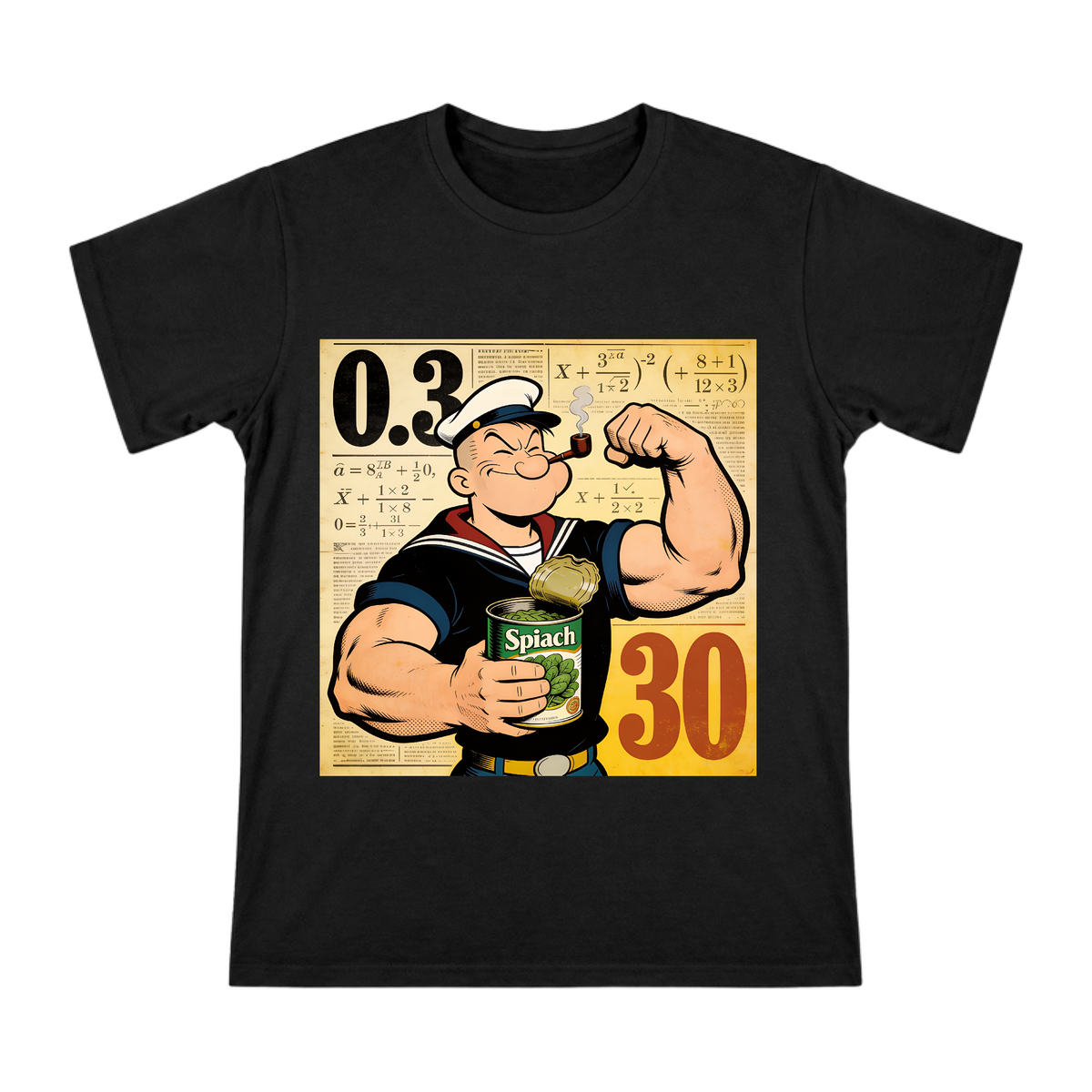 Vintage American Comic Sailor Flexing Muscle Graphic Men's Cotton T-Shirt front [ai-pod:df2ad1d3781688f616ad452d9669b541]