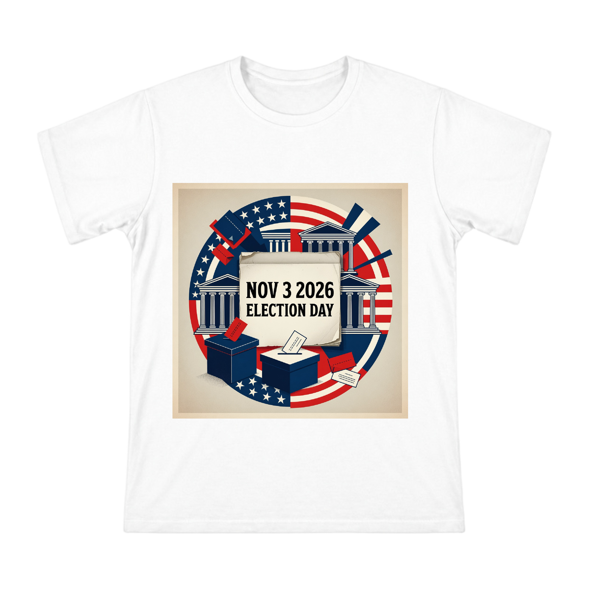 2026 US Midterm Election Day Retro Badge Men's Custom T-Shirt front [ai-pod:2311701b88f7f9db332b830367c0c762]