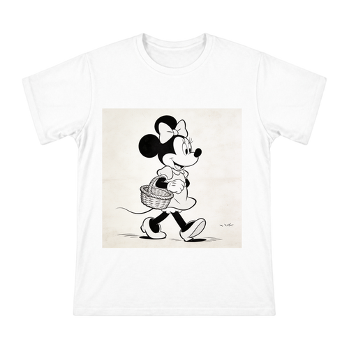 1928 Retro Minnie Mouse Basket Walk Illustration Men's Short Sleeve T-Shirt front [ai-pod:7bc9e1fc136618fbc6dea5690167945c]