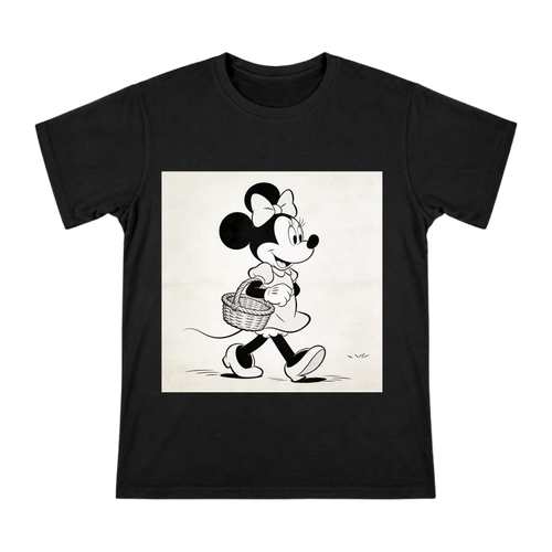 1928 Retro Minnie Mouse Basket Walk Illustration Men's Short Sleeve T-Shirt front [ai-pod:e38bb5c87c5873187985a792a6a6d2c7]