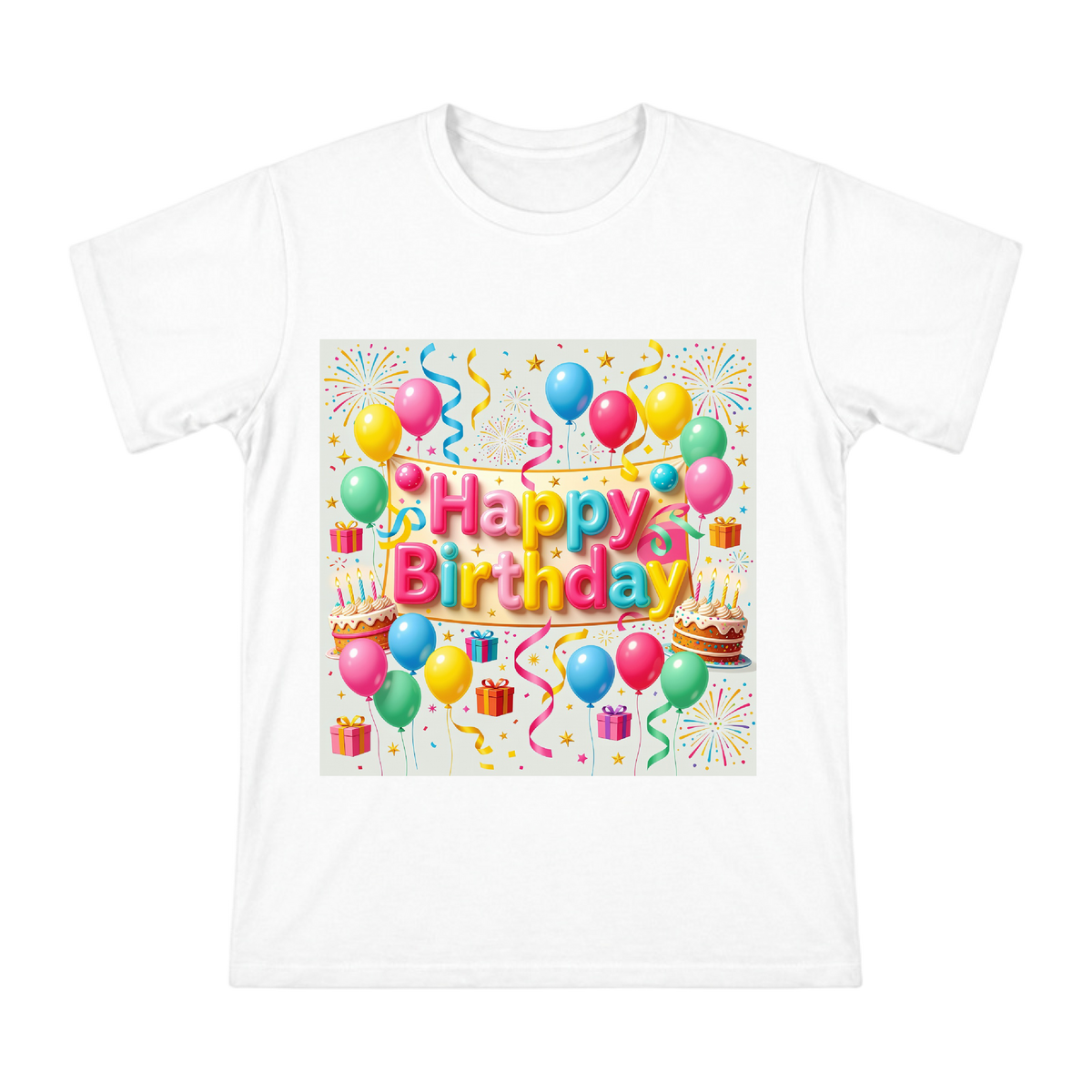 Happy Birthday 3D Balloon and Cake Party Print Men's Short Sleeve T-Shirt front [ai-pod:772fe40d00663c4b3cc41adc9beb4e69]