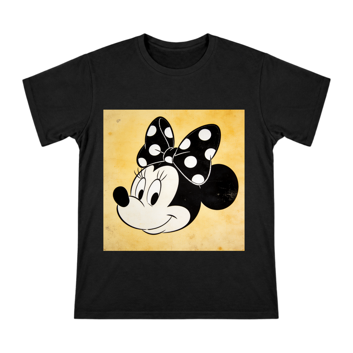 Retro Black-and-White Minnie Mouse Head with Polka Dot Bow T-Shirt front [ai-pod:27ff72b9021977b6846e60a52eab9933]