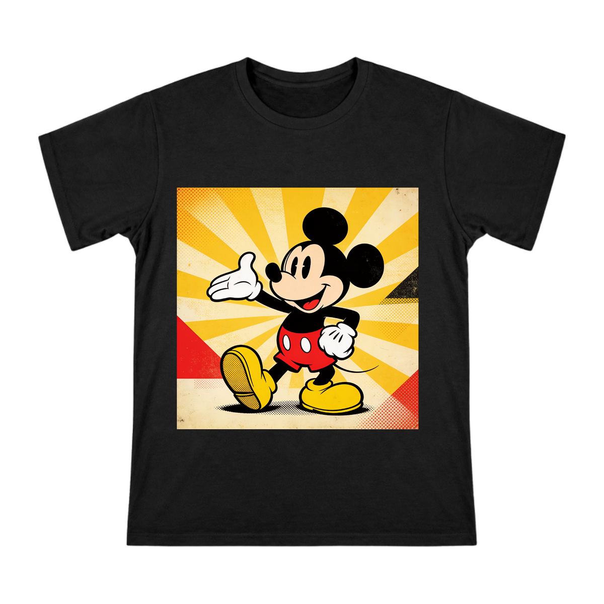 Classic Mickey Mouse Waving Retro Cartoon Print Men's Cotton T-Shirt front [ai-pod:0a97cfd37e7f5bca7f55bb833066d7d2]
