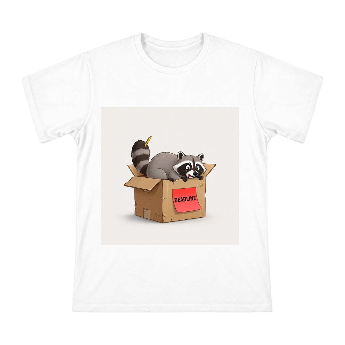 Deadline-Escaping Raccoon Vector Illustration Men's Short Sleeve T-Shirt front [ai-pod:b81185f90b87b23f8ce84316e49ac71b]