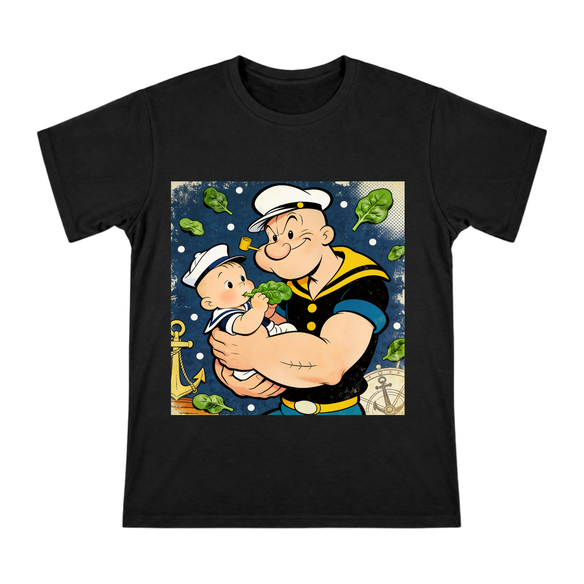 Popeye and Baby Swee'Pea Vintage Comic Print Men's Short Sleeve T-Shirt front [ai-pod:7da4143fb9e72998e7754374b5032cd3]