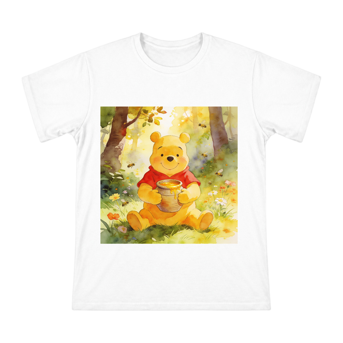 Winnie the Pooh Watercolor Honey Bear Men's Custom Short Sleeve T-Shirt front [ai-pod:f9292ee93567b02e2abe51d0da0cd0e5]