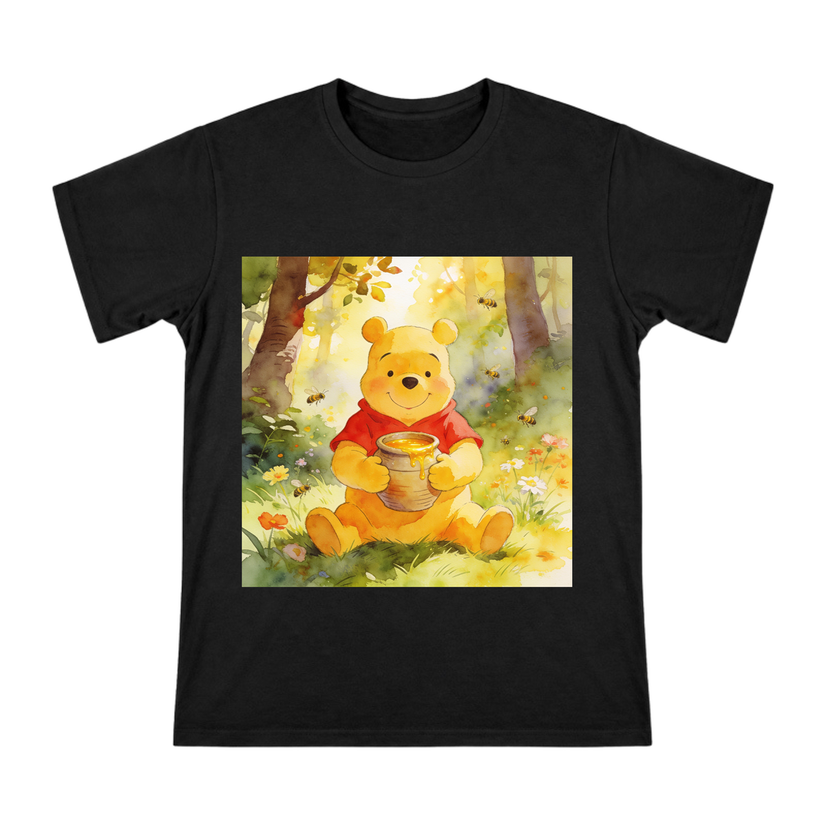 Winnie the Pooh Watercolor Honey Bear Men's Custom Short Sleeve T-Shirt front [ai-pod:b77de760a3ed814dcc5f22c86eaa9b21]