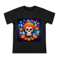 Sugar Skull with Marigold and Pumpkin Ghost Festival Men's Short Sleeve T-Shirt front [ai-pod:066331a5f3710d5a16c1b07de5d513e7]