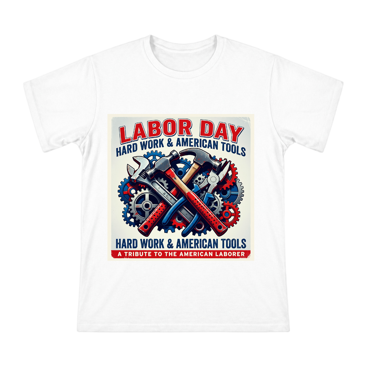 Red Blue Gear and Crossed Tools Vintage Industrial Print Men's Short Sleeve T-Shirt front [ai-pod:a85f83da471e82b4b7147060c65f845d]