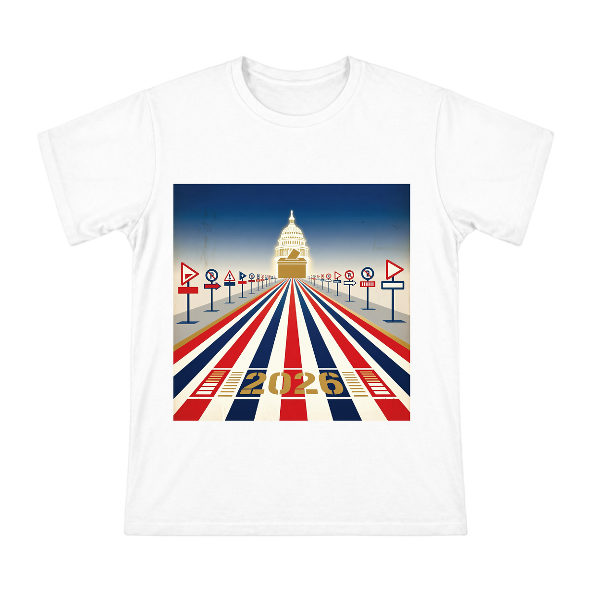 2026 Election Democratic Race Men's Custom Graphic T-Shirt front [ai-pod:8fca071f13c1654418fc7cf9dd0aae9f]