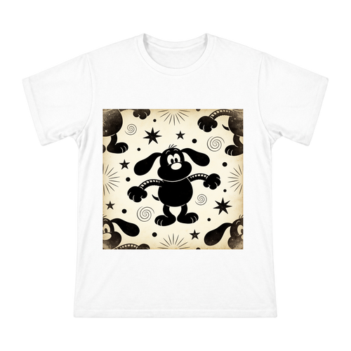 Vintage Rubber Hose Black Dog Print Men's Cotton T-Shirt front [ai-pod:17c889faf6c8a535130adda170e80b9e]