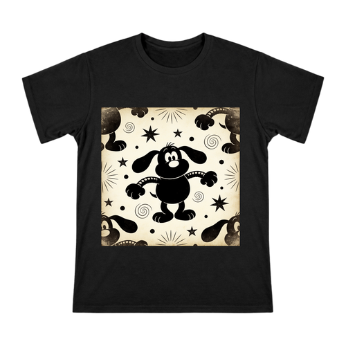 Vintage Rubber Hose Black Dog Print Men's Cotton T-Shirt front [ai-pod:1b8e2c757644862e066c62eb2d675e3b]