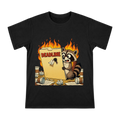 Burnt Deadline Panic Raccoon Retro Cartoon Graphic Men's Cotton T-Shirt front [ai-pod:a64ef9873a5fcf06a1df50d047d1d9dd]