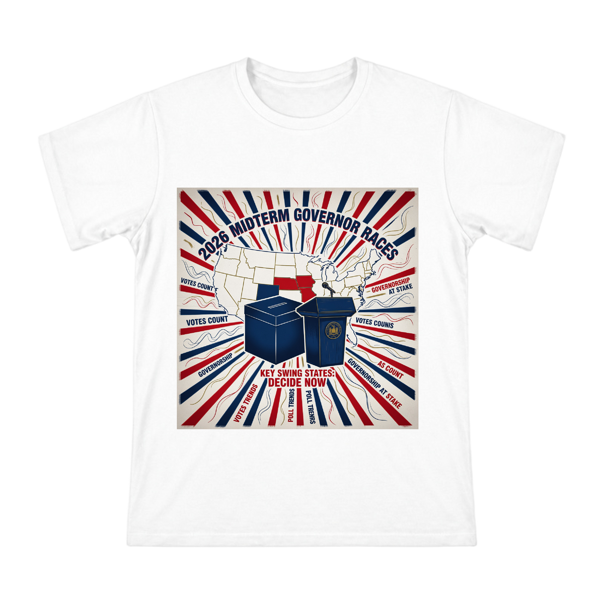 2026 Midterm Election Swing State Campaign Vintage Poster Men's Short Sleeve T-Shirt front [ai-pod:0e1e330e9e3bc6eae20b7697661cc52f]