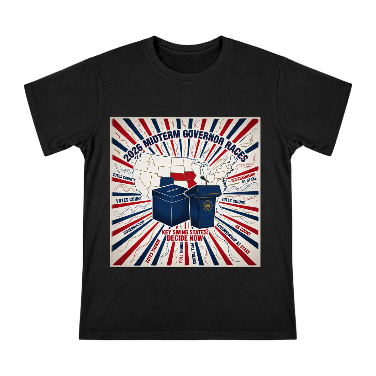 2026 Midterm Election Swing State Campaign Vintage Poster Men's Short Sleeve T-Shirt front [ai-pod:ac69853085fb971ac559dfcf931f2a7f]