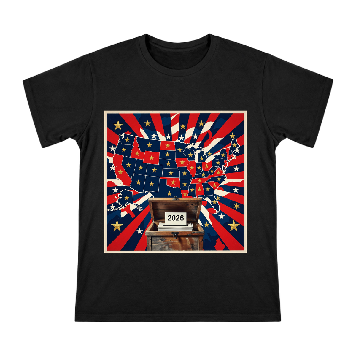 2026 Retro Voting Box Men's Cotton T-Shirt front [ai-pod:972f188cb2d28c56bef3a4edc2f61aba]