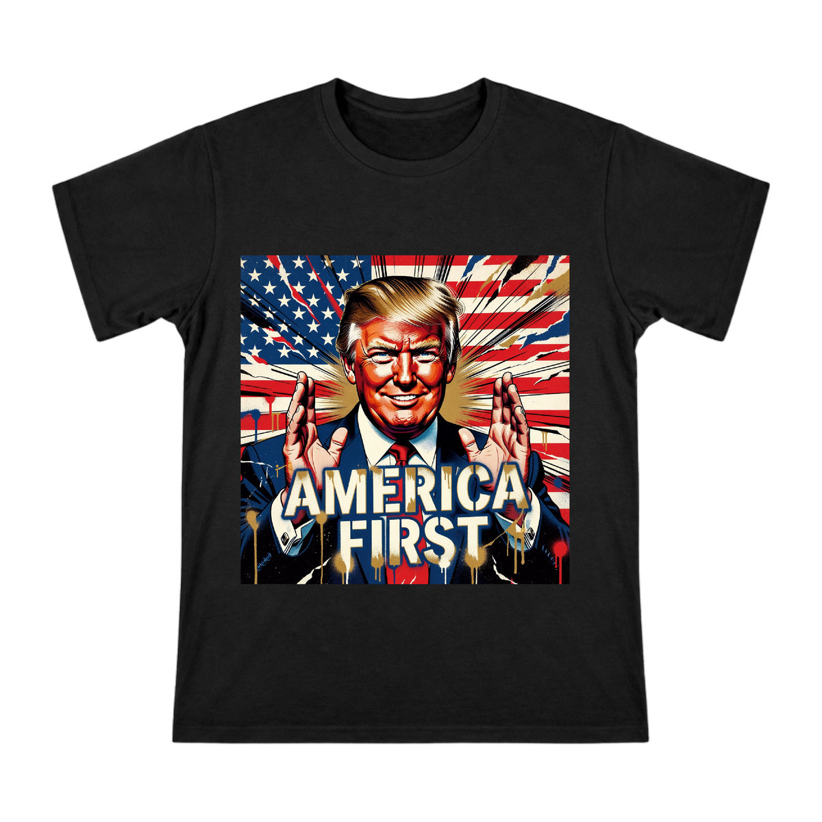 America First Trump Pop Art Print Men's Heavyweight Cotton T-Shirt front [ai-pod:30c066882578f7f8f214429d85132ff4]
