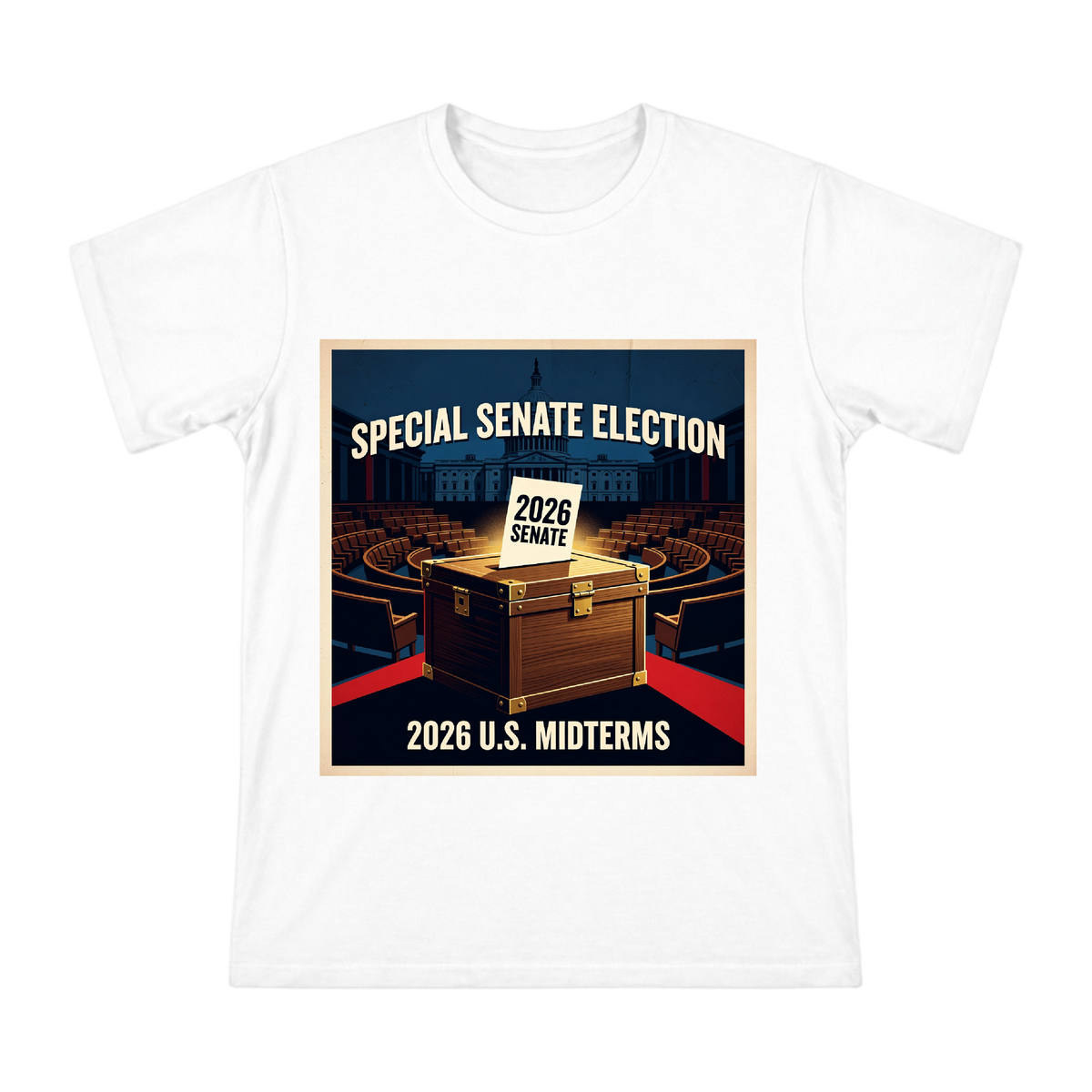 2026 Senate Election Vintage Voting Box Illustration Men's Short Sleeve T-Shirt front [ai-pod:8bb7d1fef38ef6a1c38d076435c46dd6]